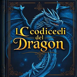 A magical book cover featuring a dragon with dark bluish colors