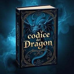 A magical book cover featuring a dragon with dark bluish colors