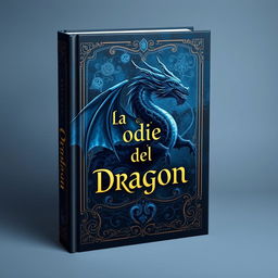 A magical book cover featuring a dragon with dark bluish colors