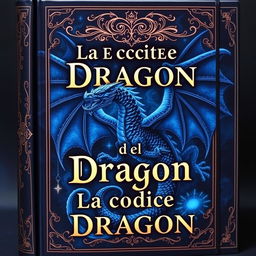 A magical book cover featuring a dragon with dark bluish colors