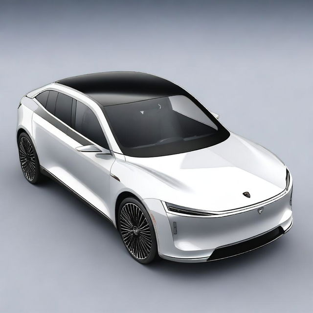 Create a detailed image of a luxury electric vehicle (EV) sedan car