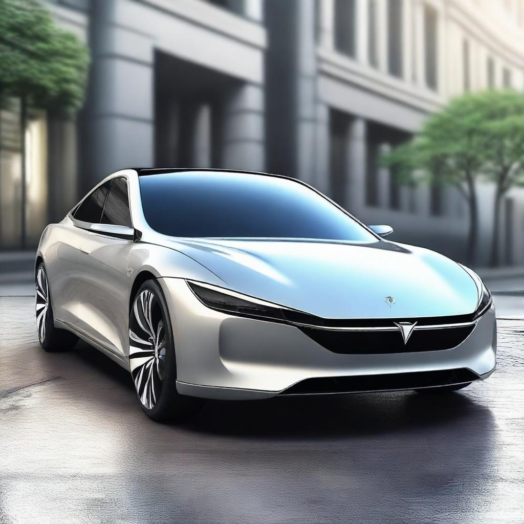 Create a detailed image of a luxury electric vehicle (EV) sedan car