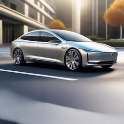 Create a detailed image of a luxury electric vehicle (EV) sedan car