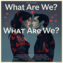 Create a film poster for a movie titled 'What Are We?' The poster should depict the complexities and emotional nuances of a situationship