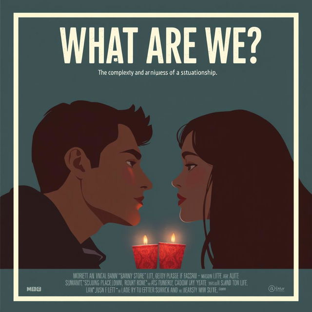 Create a film poster for a movie titled 'What Are We?' The poster should depict the complexities and emotional nuances of a situationship