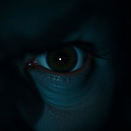 A close-up of a psychopathic eye, capturing an intense and terrifying gaze