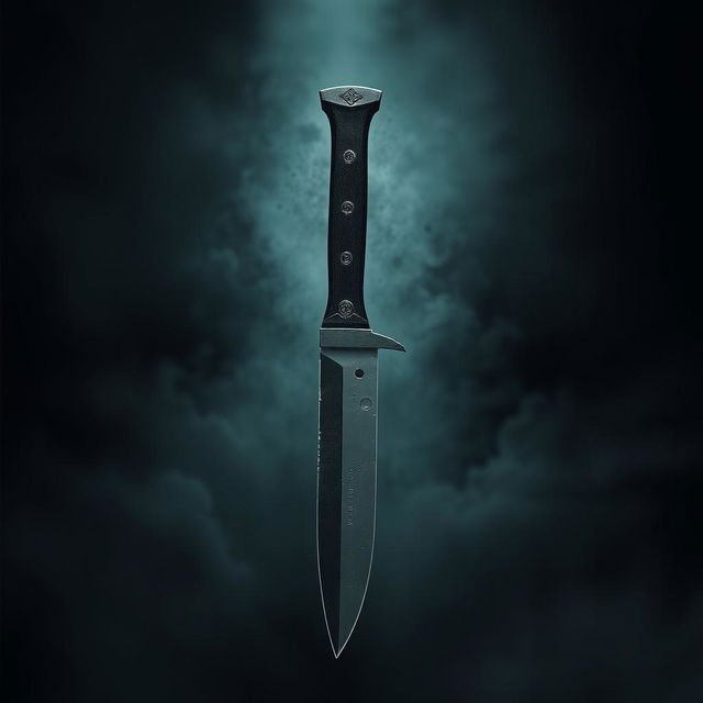 A sharp knife with a menacing appearance, set in a horror-themed environment