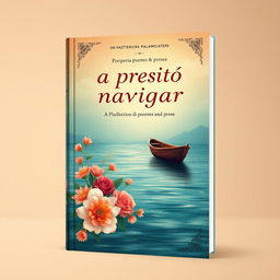 Create a book cover for a collection of poems and prose titled 'È preciso navegar'