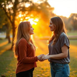 A romantic and heartfelt scene featuring two women in love