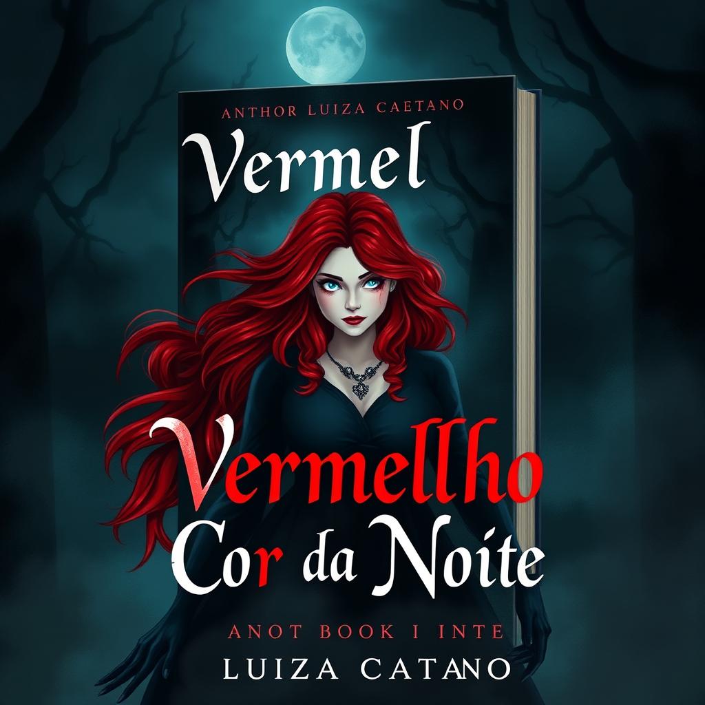 Create a book cover titled 'Vermelho Cor da Noite', Author Luiza Caetano, Book 1