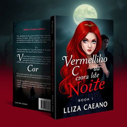 Create a book cover titled 'Vermelho Cor da Noite', Author Luiza Caetano, Book 1