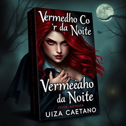 Create a book cover titled 'Vermelho Cor da Noite', Author Luiza Caetano, Book 1