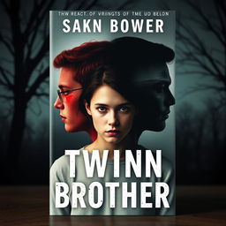 Create a book cover for a psychological drama novel about a college student who is constantly compared to their twin brother