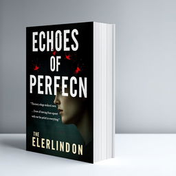 Create a book cover for a psychological drama novel titled 'Echoes of Perfection'