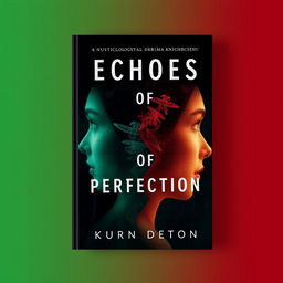 Create a book cover for a psychological drama novel titled 'Echoes of Perfection'