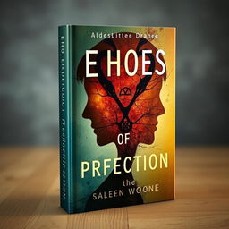 Create a book cover for a psychological drama novel titled 'Echoes of Perfection'