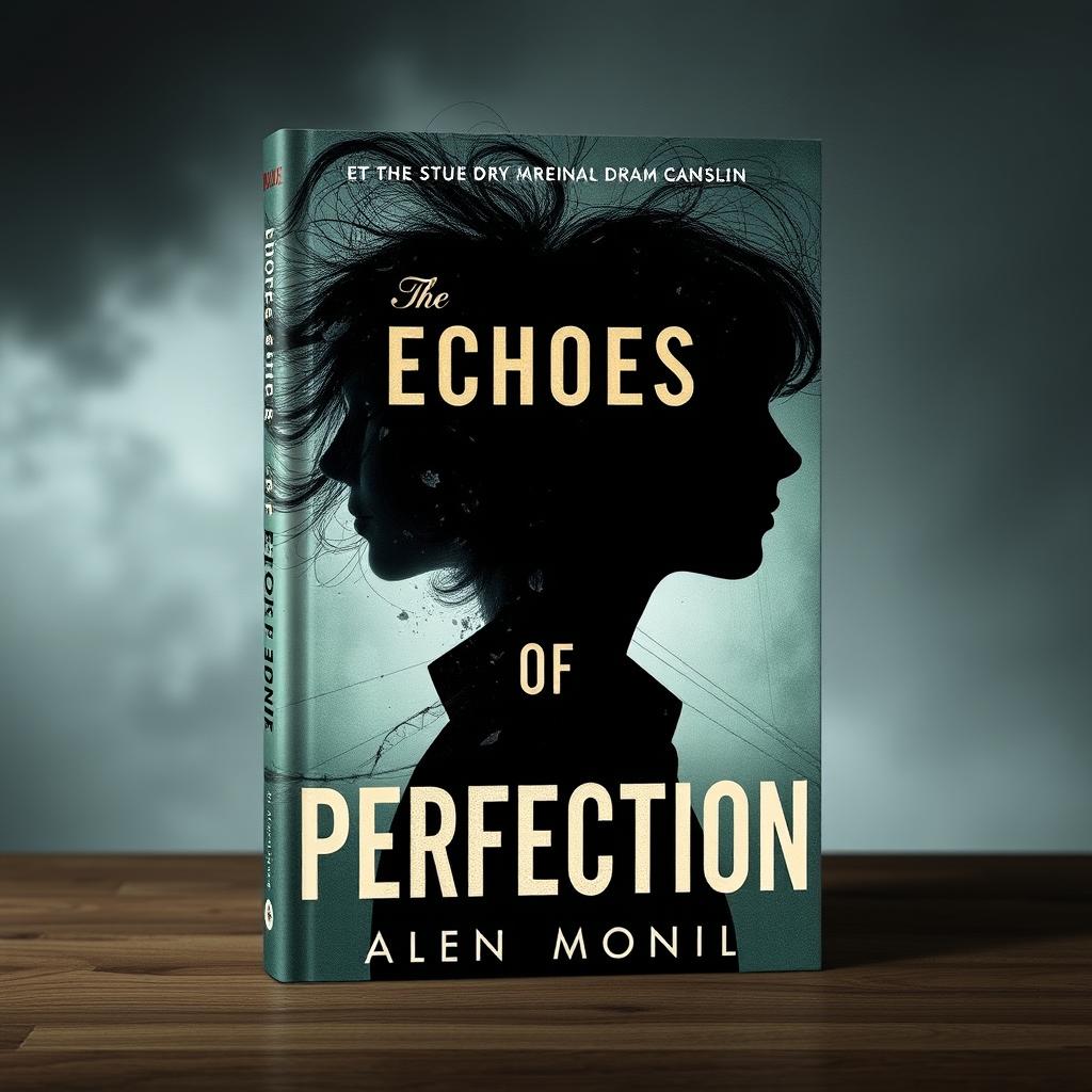 Create a book cover for a psychological drama novel titled 'Echoes of Perfection'