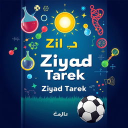 A vibrant and educational science book cover that combines elements of chemistry, biology, physics, and football