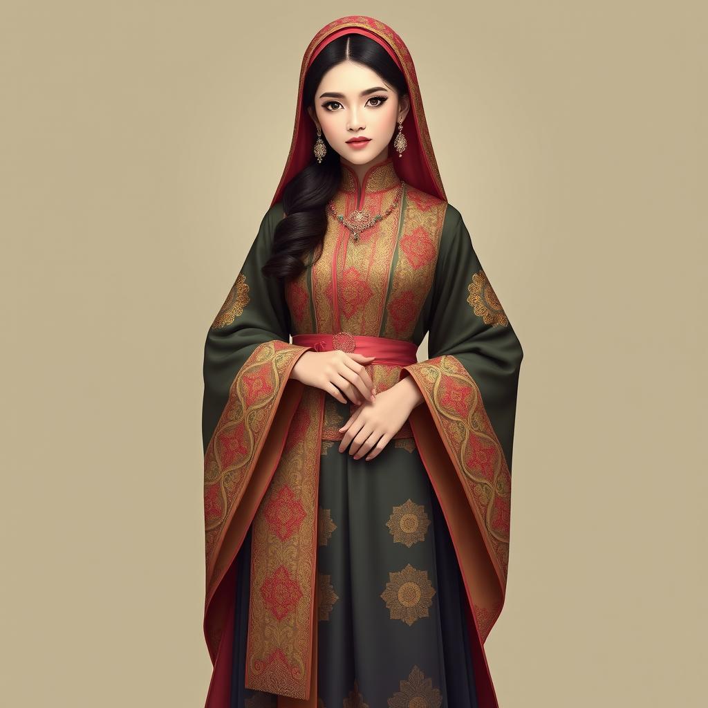 A beautiful and traditional Baju outfit, showcasing intricate patterns and vibrant colors