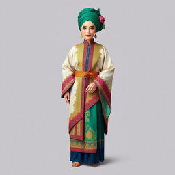 A beautiful and traditional Baju outfit, showcasing intricate patterns and vibrant colors