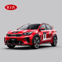 Create an image of a red Kia Seltos with a sporty appearance