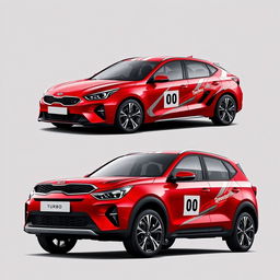 Create an image of a red Kia Seltos with a sporty appearance