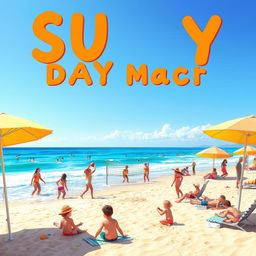 Generate a colorful and vibrant image of a sunny day at the beach