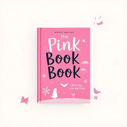 Create a whimsical book cover with a predominantly pink color scheme