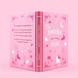 Create a whimsical book cover with a predominantly pink color scheme