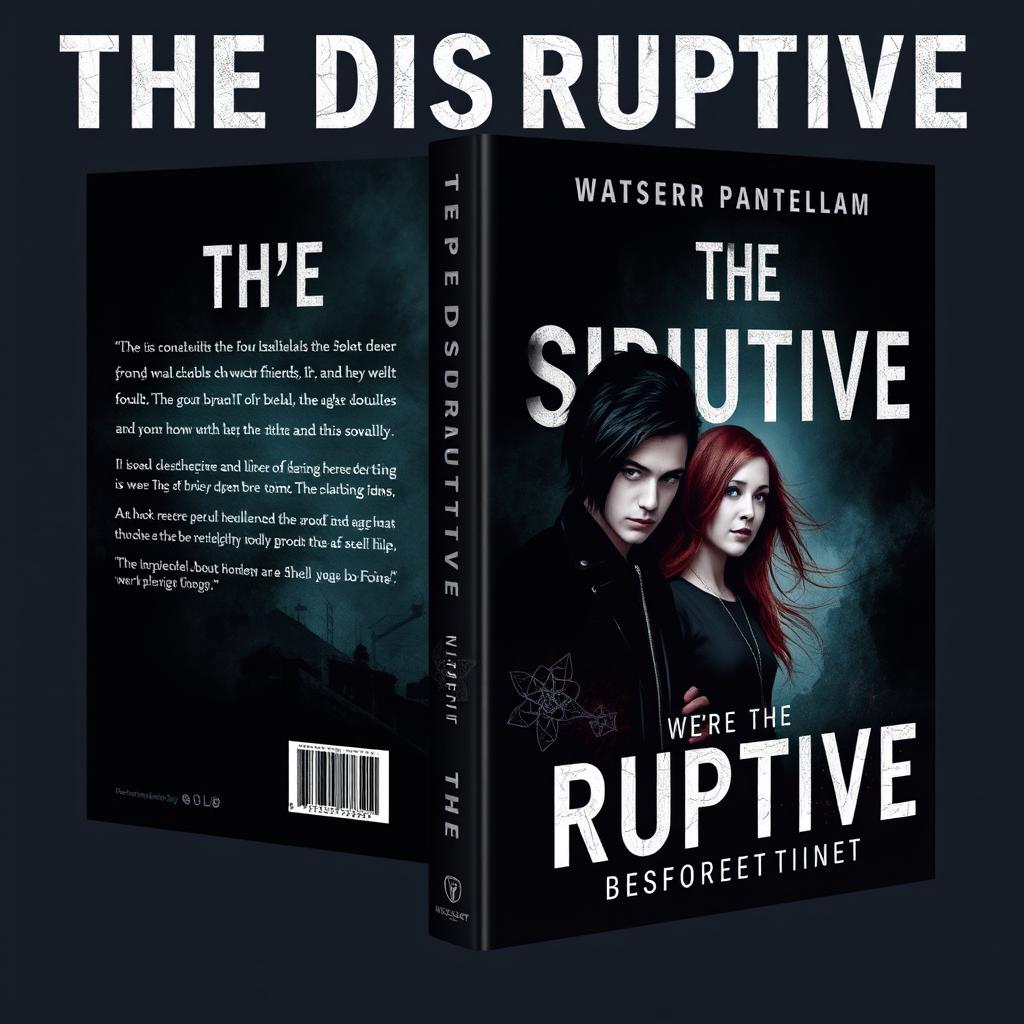 Create a catchy, unique, dark, and iconic book cover for a book named 'The Disruptive'