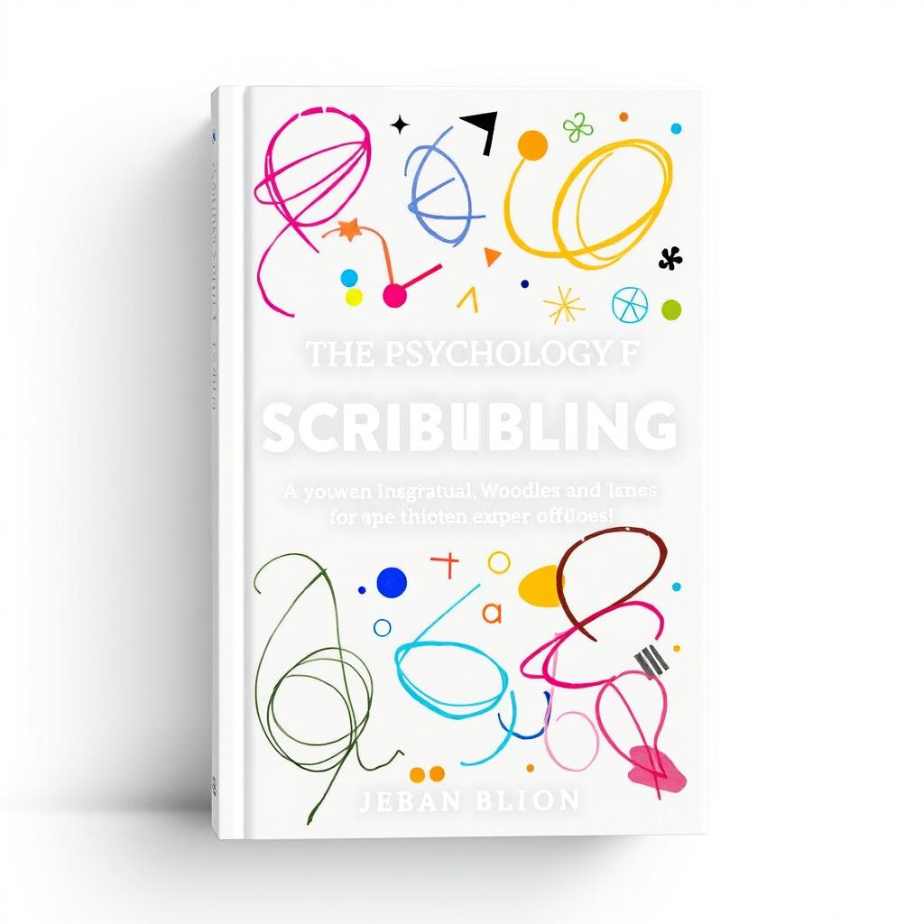 A book cover about the psychology of scribbling, featuring abstract doodles and scribbles in various colors