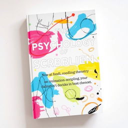 A book cover about the psychology of scribbling, featuring abstract doodles and scribbles in various colors