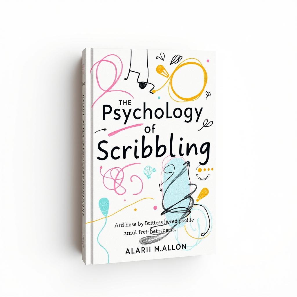 A book cover about the psychology of scribbling, featuring abstract doodles and scribbles in various colors