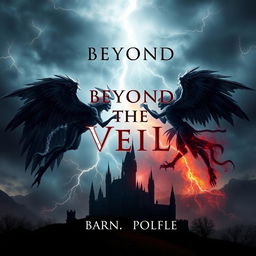 Create a book cover for a dark fantasy novel titled 'Beyond the Veil