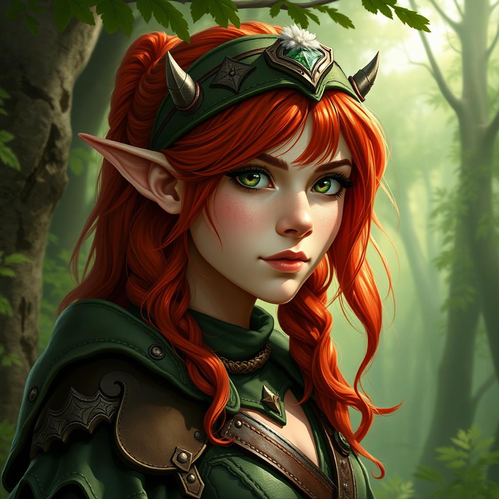 Create a detailed portrait of a female halfling druid