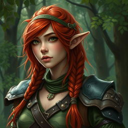 Create a detailed portrait of a female halfling druid