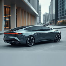 A cutting-edge electric luxury long wheelbase sedan, featuring a sleek and elongated design with a glossy finish