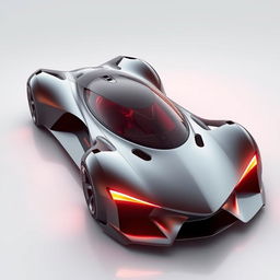 A futuristic sport hyper car with a long sleek design, featuring fiery headlights and big wheels