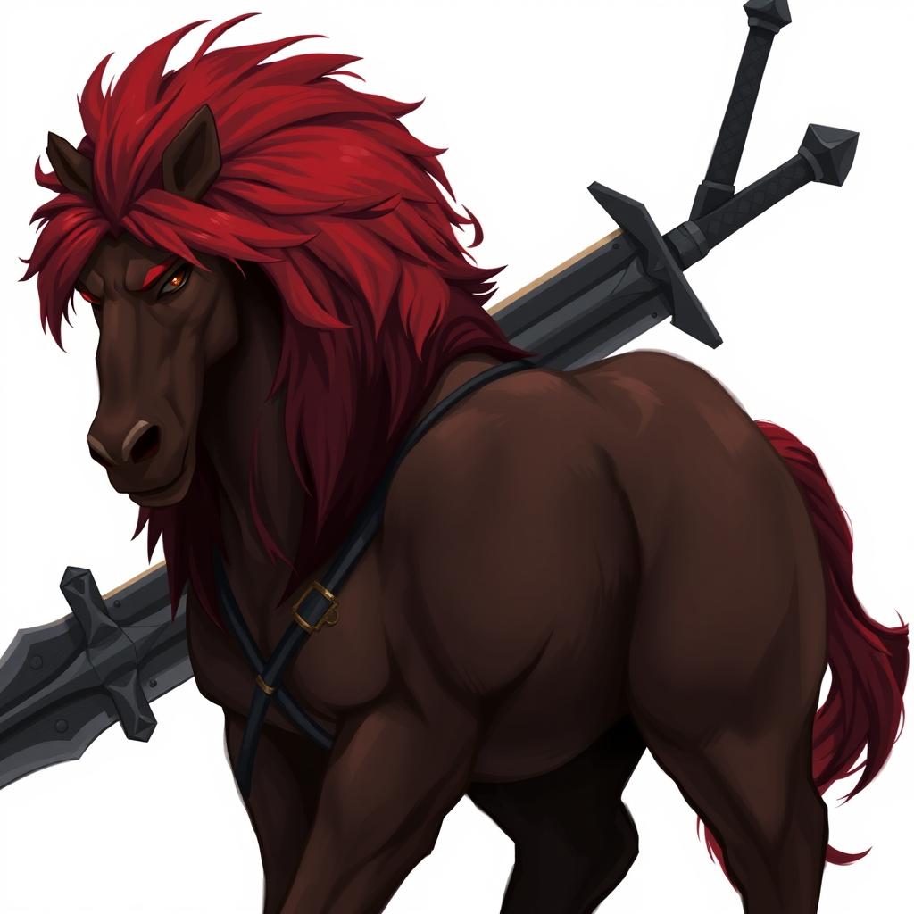 Create an image of Olvulk, a centaur shown from the waist up, focusing on his human half