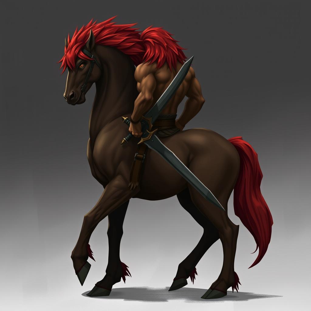 Create an image of Olvulk, a centaur shown from the waist up, focusing on his human half