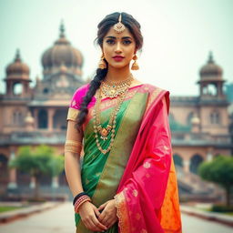 A beautiful Indian woman dressed in traditional attire, showcasing the rich cultural heritage of India