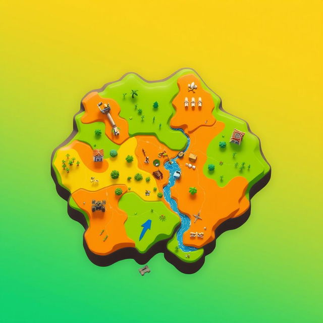 Create a Fortnite map icon featuring a green versus orange theme