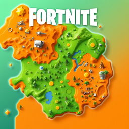 Create a Fortnite map icon featuring a green versus orange theme