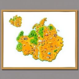 Design a Fortnite map featuring a green versus orange theme, enclosed within a box