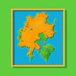 Design a Fortnite map featuring a green versus orange theme, enclosed within a box