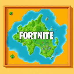 Design a Fortnite map featuring a green versus orange theme, enclosed within a box