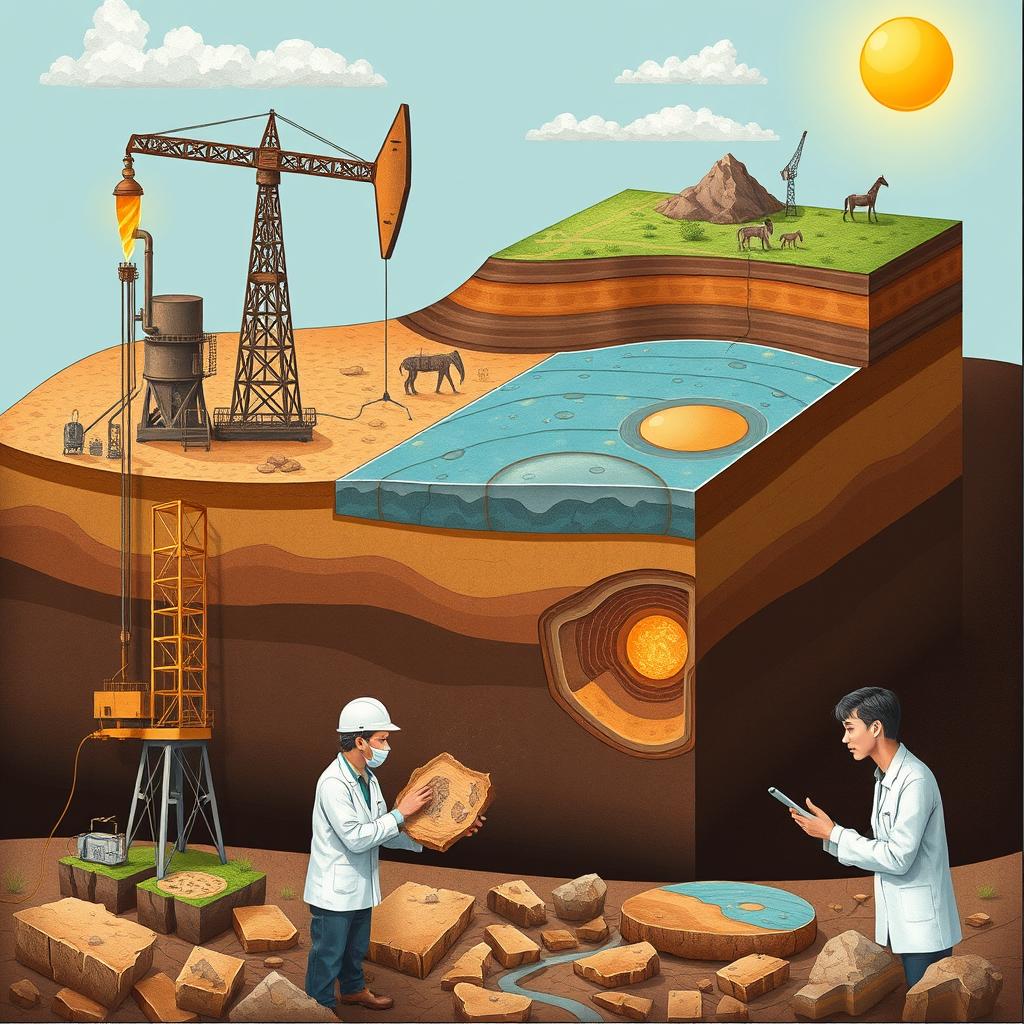 A detailed illustration of petroleum engineering and geosciences