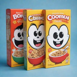 Playful and quirky cereal box design featuring cartoon Boogiemen as the mascots