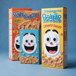 Playful and quirky cereal box design featuring cartoon Boogiemen as the mascots