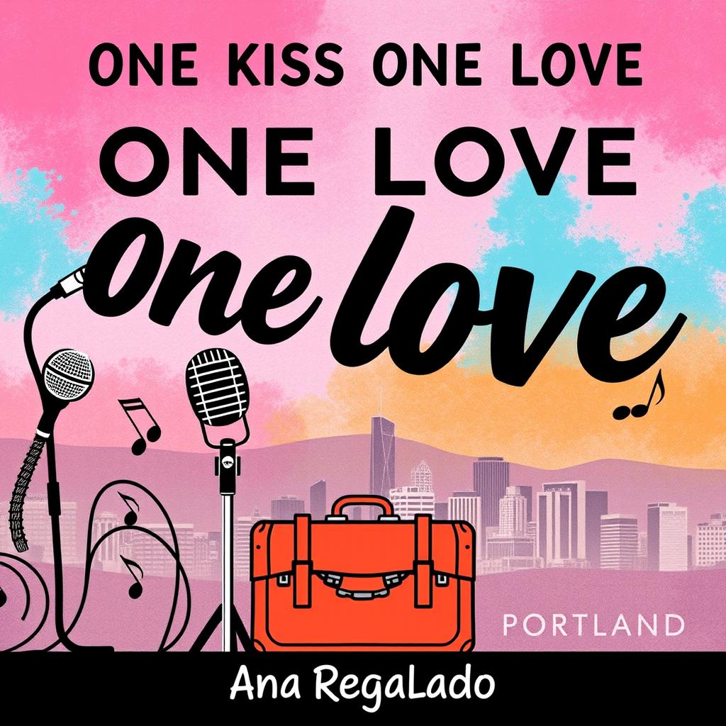 A vibrant image featuring the title 'One Kiss One Love' in large letters at the top